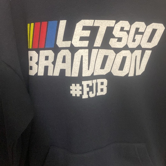 Let’s Go Brandon #FJB Blue Racing Hooded Sweatshirt SZ Large - Picture 2 of 4